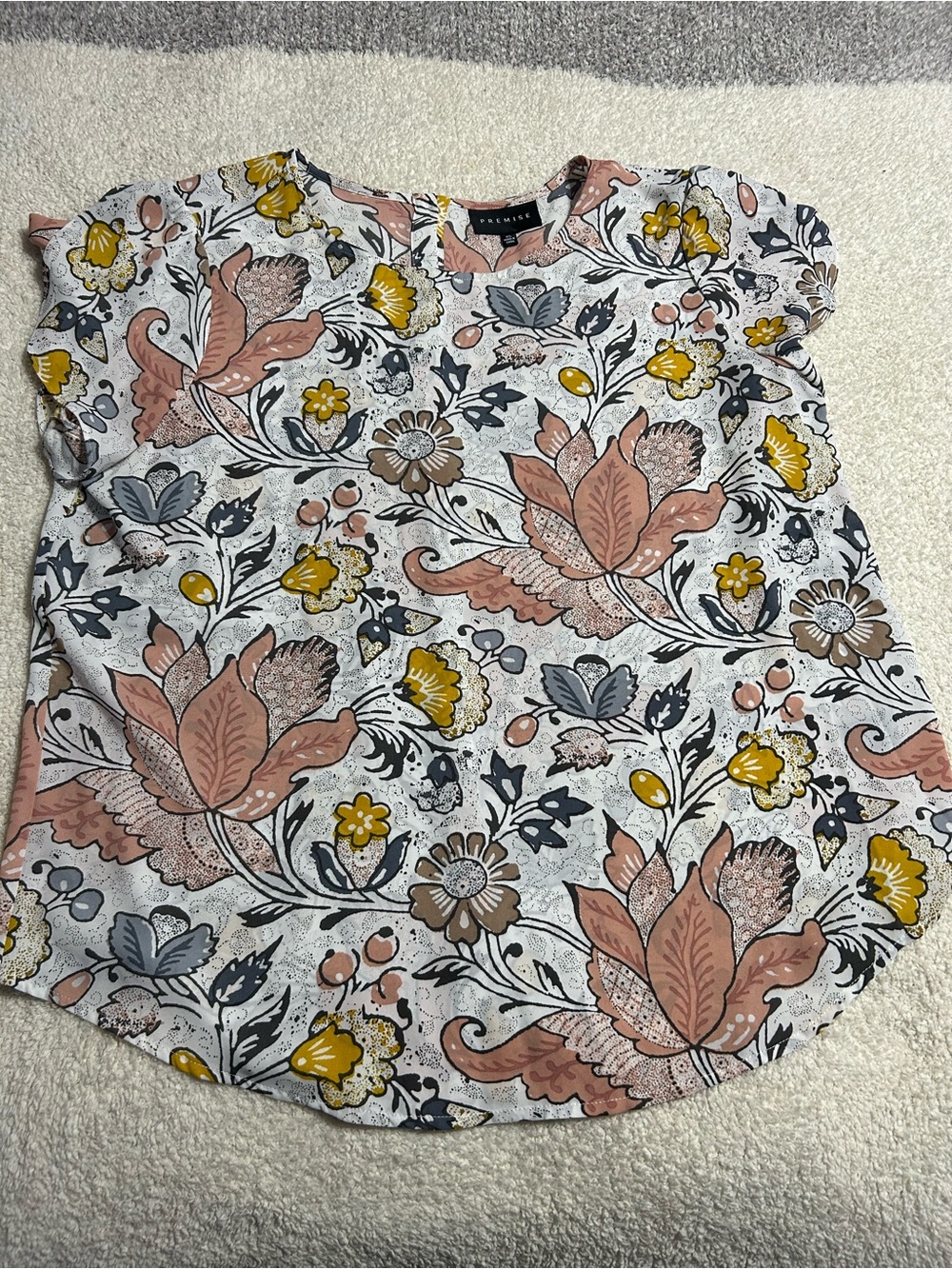 Premise Floral Tee in Blush Pink, Mustard & Gray